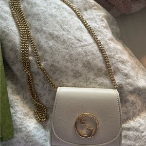 Gucci Cream and Gold Mini Bag with Chain Strap